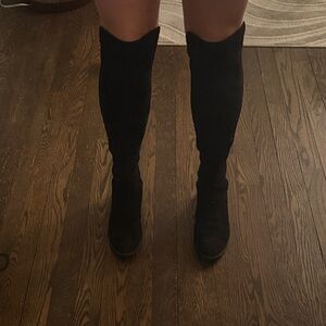 Stuart Weitzman Black Suede Over-the-Knee Boots